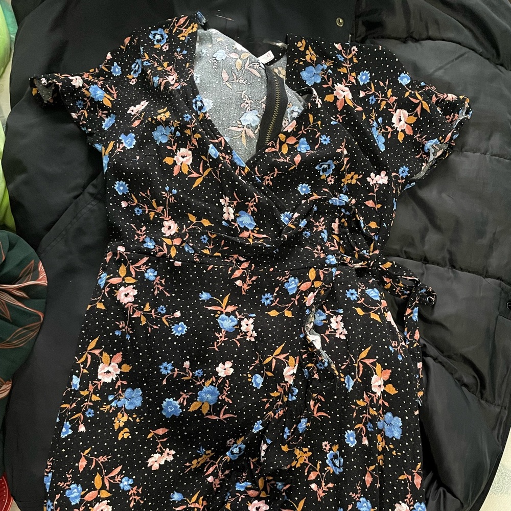 Floral Print Tea Length Dress